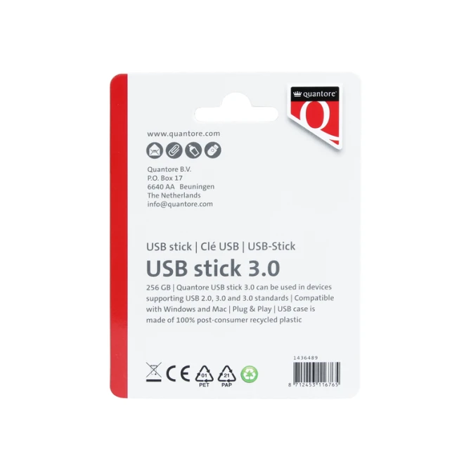 USB stick 3.0 Quantore USB-A 256GB zwart