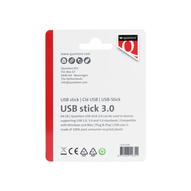 USB stick 3.0 Quantore USB-A 64GB zwart