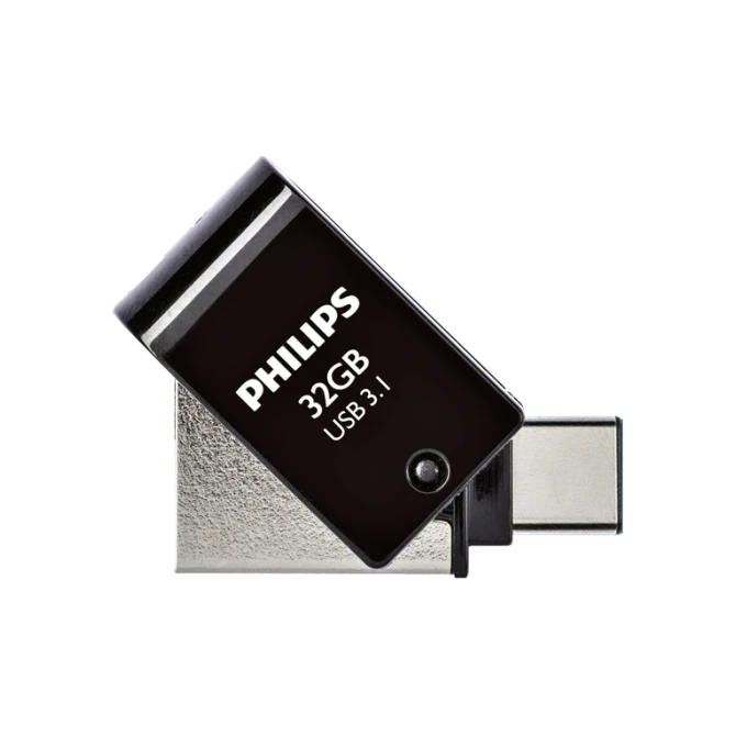 USB stick 3.1 Philips 2in1 USB-A 32GB zwart
