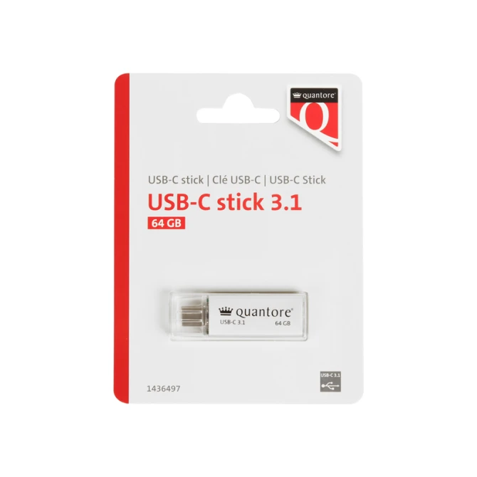 USB stick 3.1 Quantore USB-C 64GB zilver
