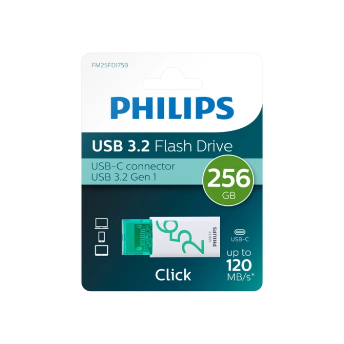 USB stick 3.2 Philips Click USB-C 256GB groen