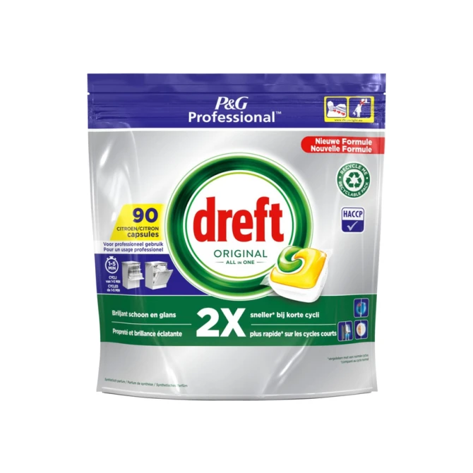 Vaatwastabletten Dreft All-in-1 professional lemon 90 stuks