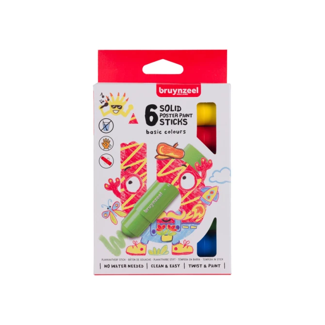 Verfstiften Bruynzeel Kids set à 6 basiskleuren