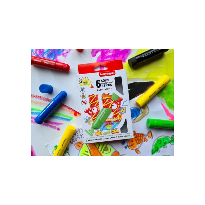 Verfstiften Bruynzeel Kids set à 6 basiskleuren