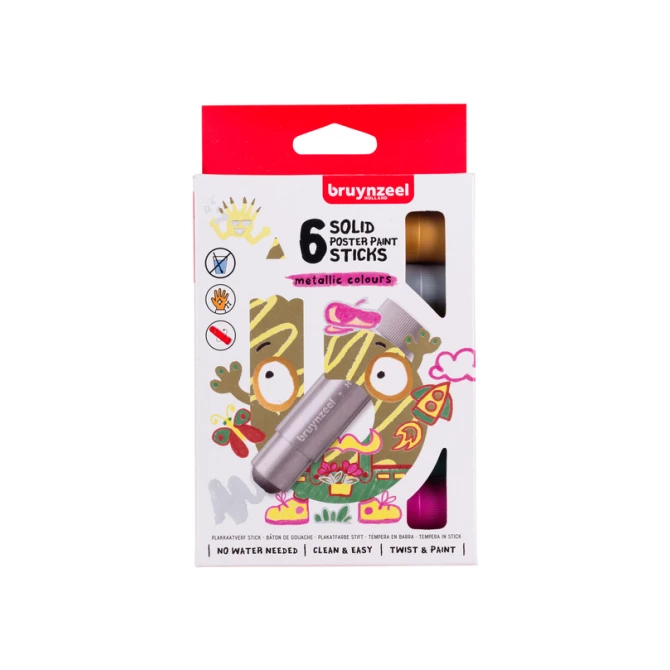 Verfstiften Bruynzeel Kids set à 6 metallickleuren