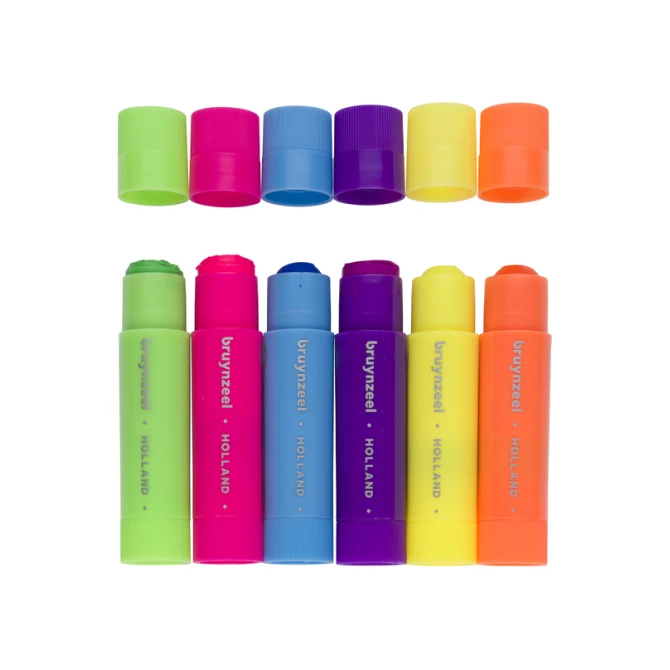 Verfstiften Bruynzeel Kids set à 6 neonkleuren