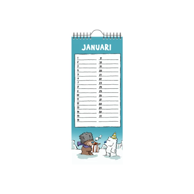 Verjaardagskalender Lannoo Ritstier 130x325 blauw