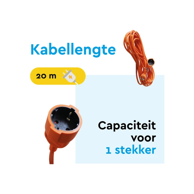 Verlengkabel BRASQ 20m oranje