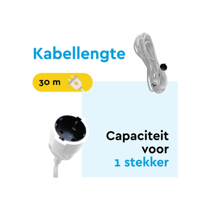 Verlengkabel BRASQ 30m wit