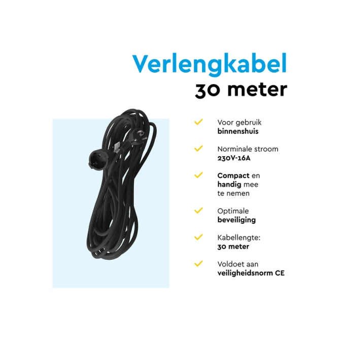 Verlengkabel BRASQ 30m zwart