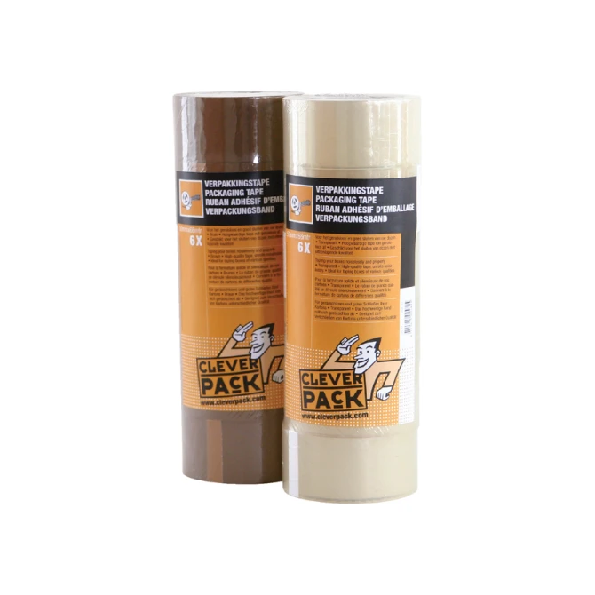 Verpakkingstape CleverPack 48mmx66m bruin PP pak à 6 rollen