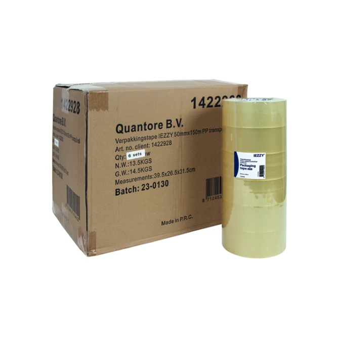 Verpakkingstape IEZZY PP 50mmx150m (Jumbo) transparant 6 rollen