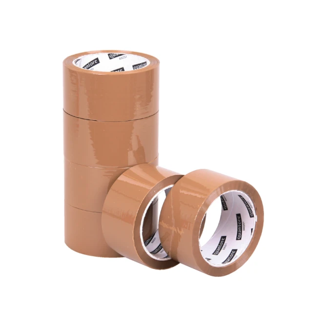 Verpakkingstape Quantore 50mmx60m PP bruin 6 rollen