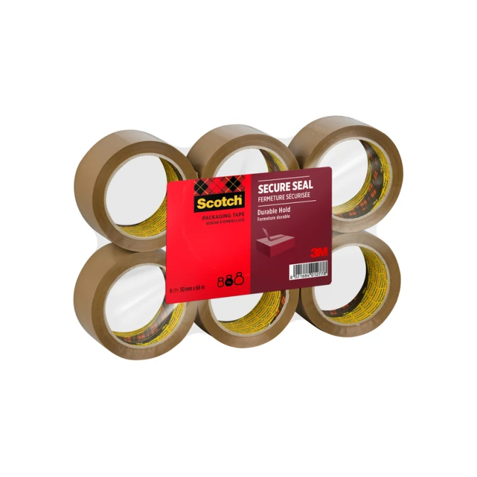 Verpakkingstape Scotch Secure Seal 50mmx66m bruin 6 rollen
