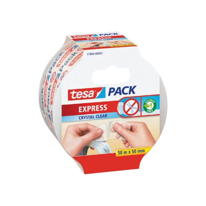 Verpakkingstape tesapack® Express Crystal Clear 50mx50mm handscheurbaar transparant