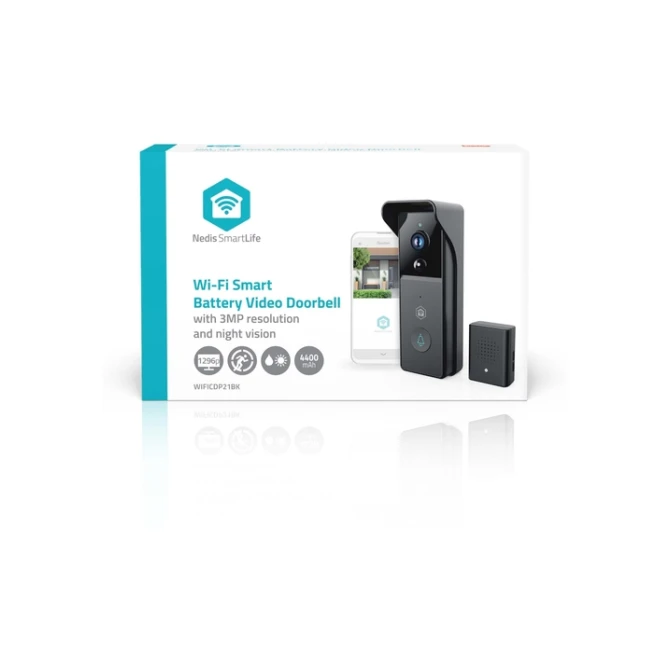 Videodeurbel Nedis Smartlife Wifi 3MP Full HD 1296p zwart