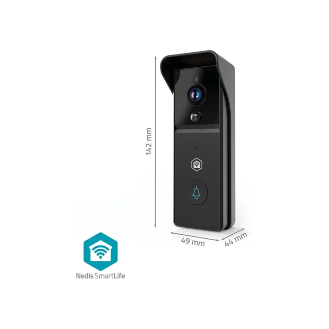 Videodeurbel Nedis Smartlife Wifi 3MP Full HD 1296p zwart