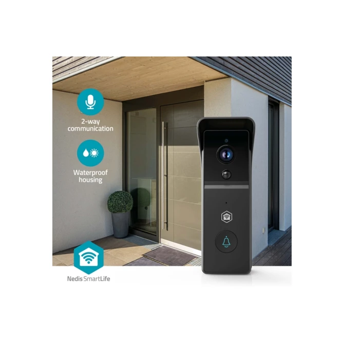 Videodeurbel Nedis Smartlife Wifi 3MP Full HD 1296p zwart
