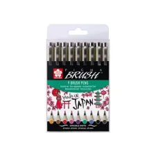 Viltift met brushpen Bruynzeel Sakura Pigma etui à 9 kleuren