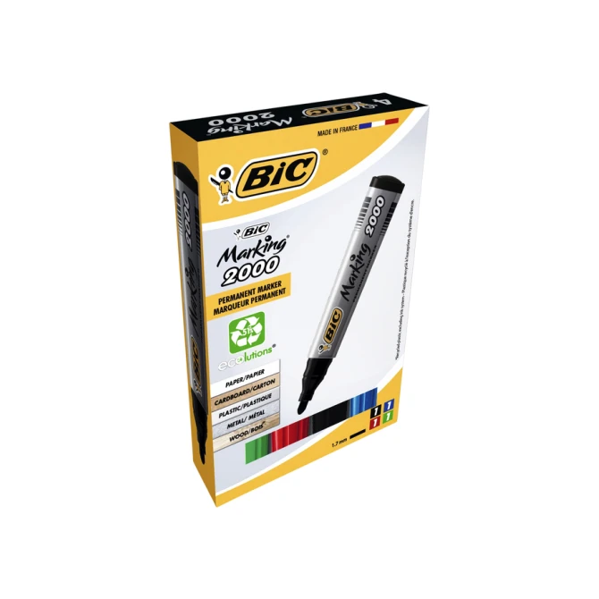 Viltstift Bic 2000 ecolutions rond large assorti doos à 4 stuks
