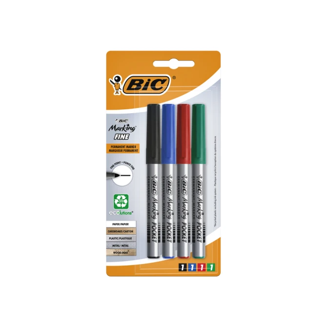 Viltstift Bic ecolutions rond fijn assorti blister à 4 kleuren