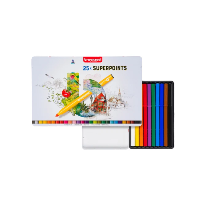 Viltstift Bruynzeel Creatives Superpoints blik à 25 kleuren