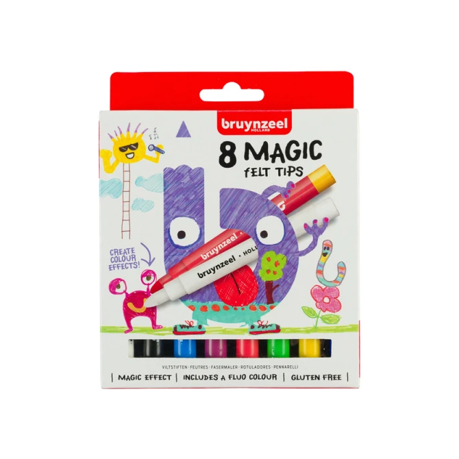 Viltstift Bruynzeel Kids Magic set à 8 kleuren