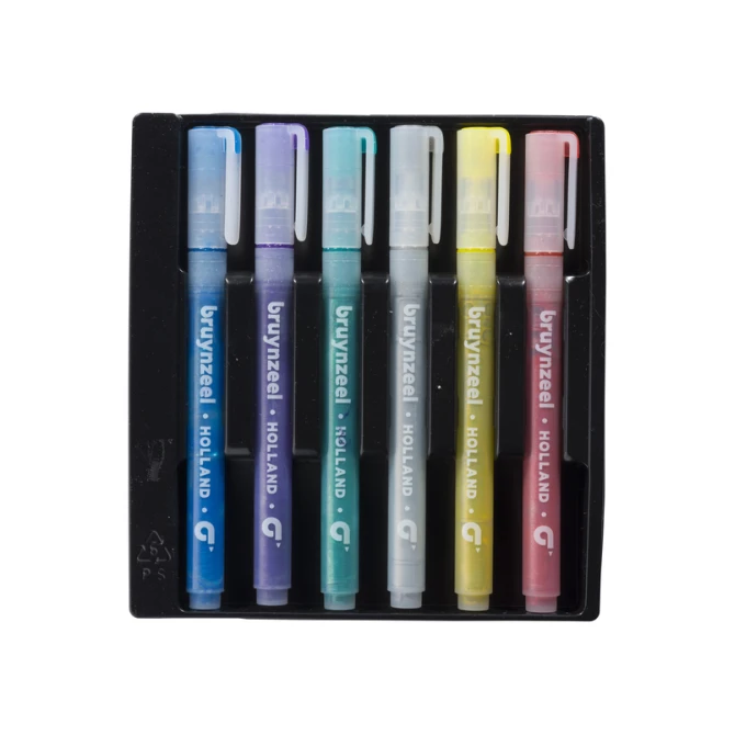 Viltstift Bruynzeel Kids set à 6 glitterkleuren