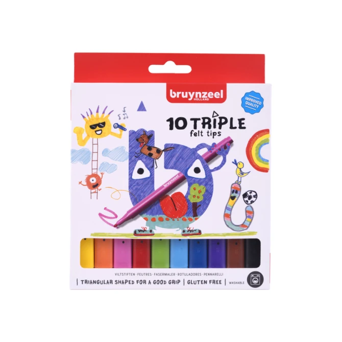 Viltstift Bruynzeel Kids Triple set à 10 kleuren