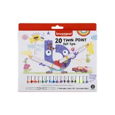 Viltstift Bruynzeel Kids Twin Point set à 20 kleuren