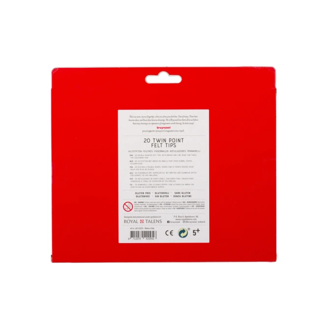 Viltstift Bruynzeel Kids Twin Point set à 20 kleuren