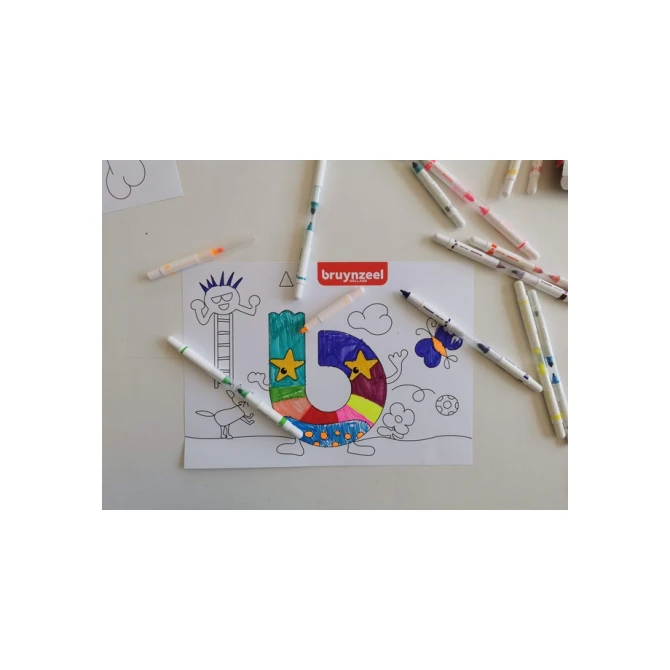Viltstift Bruynzeel Kids Twin Point set à 20 kleuren
