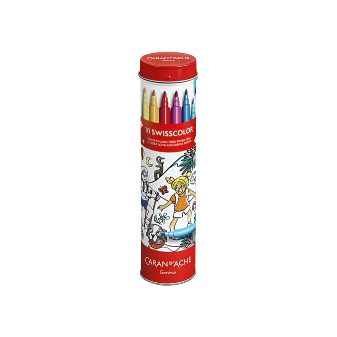 Viltstift Caran d'ache Swisscolor met poster koker à 10 kleuren