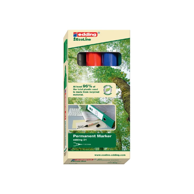 Viltstift edding 21 EcoLine rond assorti 1.5-3mm doos à 4st