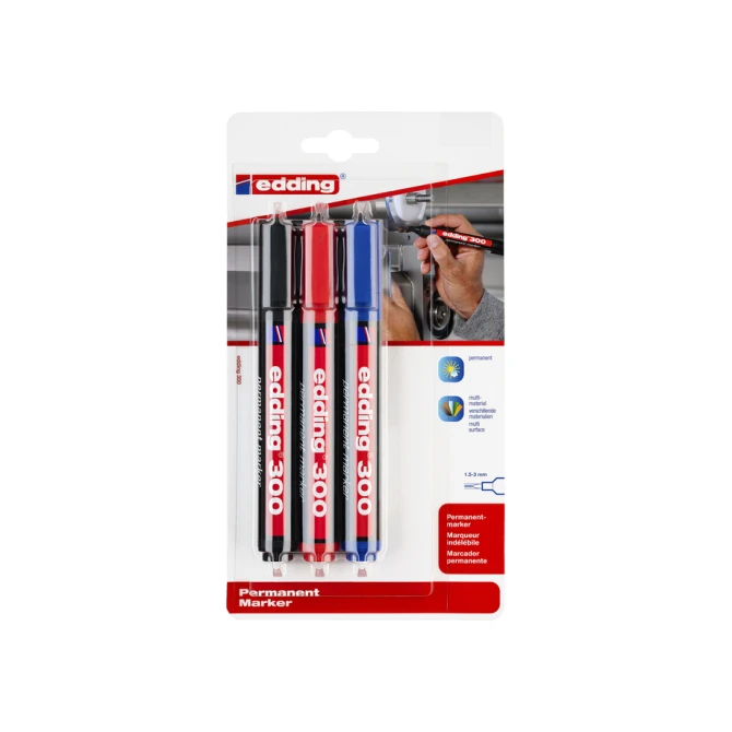 Viltstift edding 300 rond 1.5-3mm assorti blister à 3 stuks