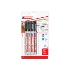 Viltstift edding 400 rond 1mm zwart blister à 4 stuks