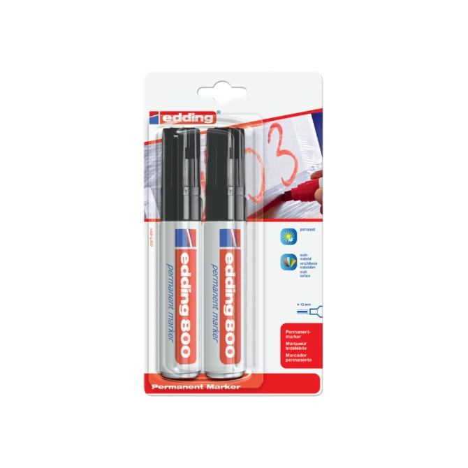 Viltstift edding 800 schuin 4-12mm zwart blister à 2 stuks
