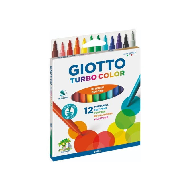 Viltstift Giotto Turbo Color set à 12 kleuren