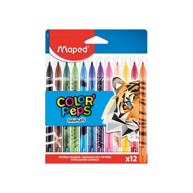 Viltstift Maped Color'Peps Animals set à 12 kleuren