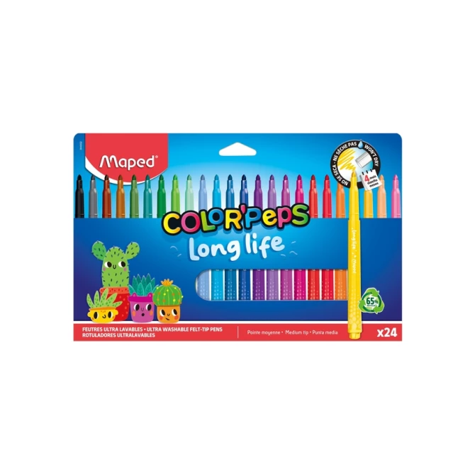 Viltstift Maped Color'Peps Long Life 2.0 set à 24 stuks assorti