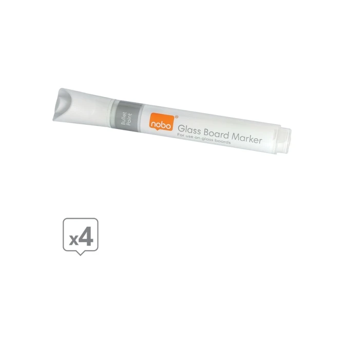 Viltstift Nobo glasbord wit 4 stuks