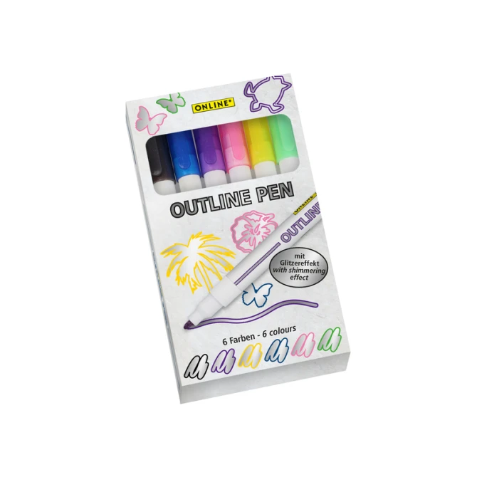 Viltstift Online Outline assorti doos à 6 stuks