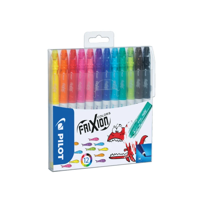 Viltstift PILOT friXion Colors medium assorti etui à 12 stuks