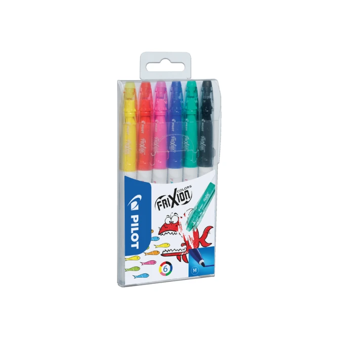 Viltstift PILOT friXion Colors medium assorti etui à 6 stuks