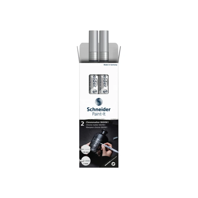 Viltstift  Schneider Paint-it 060 - 061 2.0mm en 0.8mm mtl chrome 2st