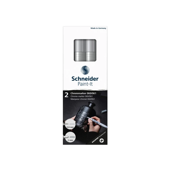 Viltstift  Schneider Paint-it 060 - 061 2.0mm en 0.8mm mtl chrome 2st