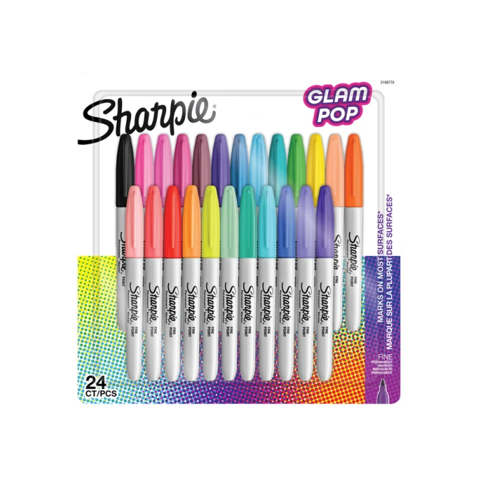 Viltstift Sharpie Glampop fijn assorti blister à 24 stuks