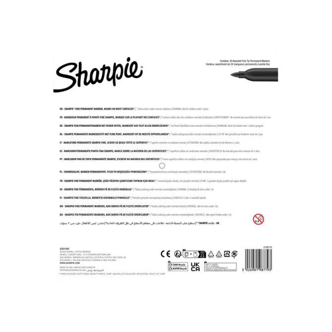 Viltstift Sharpie Glampop fijn assorti blister à 24 stuks