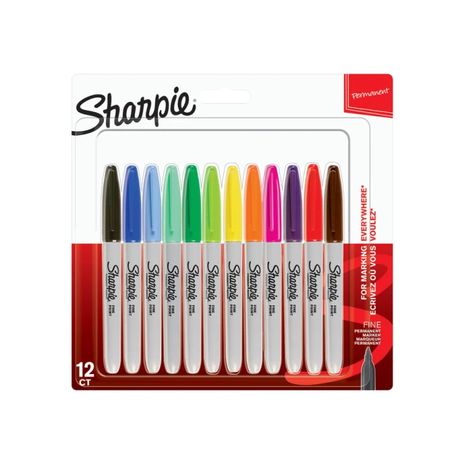Viltstift Sharpie rond fijn assorti blister à 12 stuks