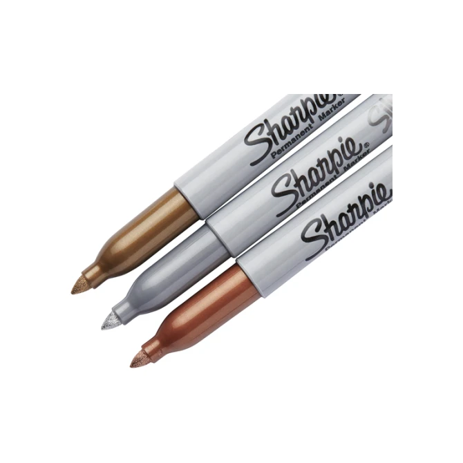 Viltstift Sharpie rond fijn metallic assorti blister à 3 stuks